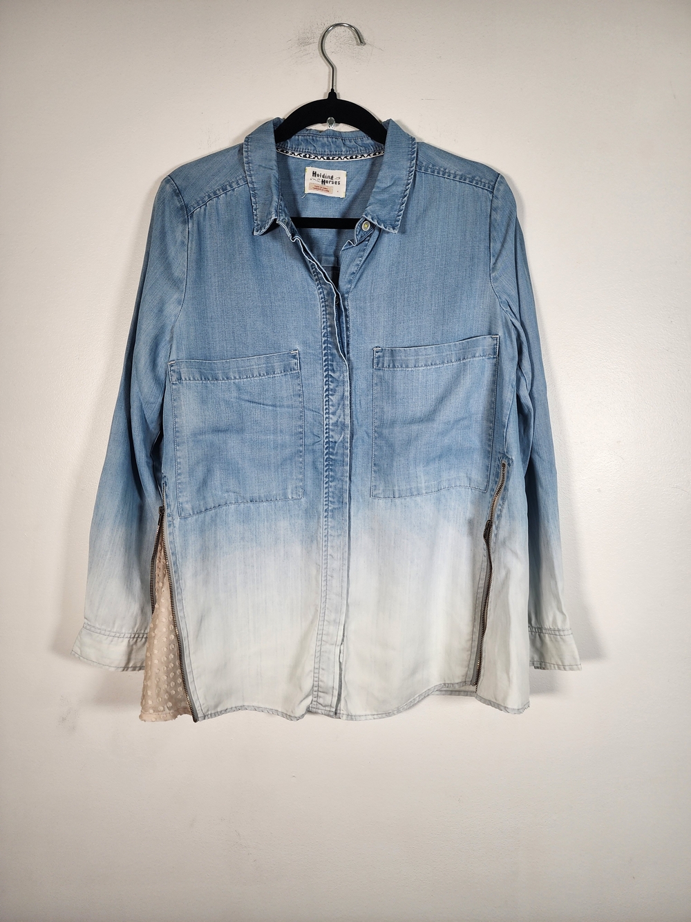 HOLDING HORSES Light Blue Ombre Boyfriend Denim Top - Picture 3 of 8